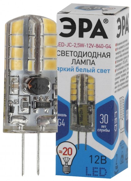 Б0033192 Лампочка светодиодная ЭРА STD LED JC-2,5W-12V-840-G4 G4 2,5Вт капсула нейтральный белый свет