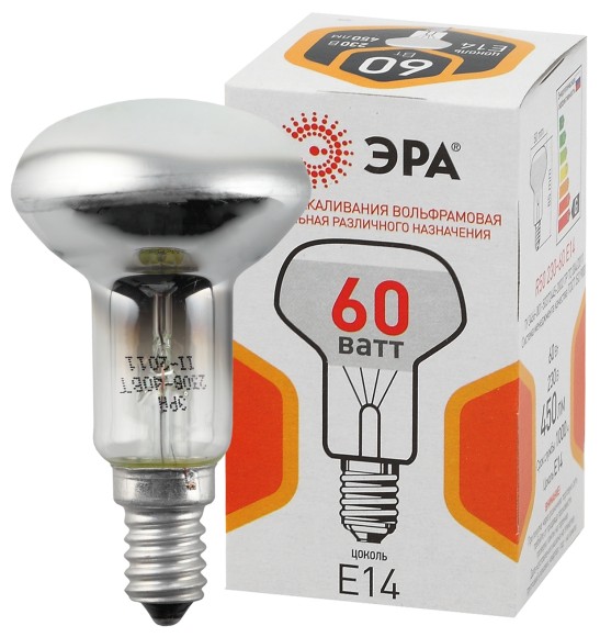 Б0039141 Лампочка ЭРА R50 60Вт Е14 / E14 230В рефлектор цветная упаковка