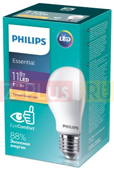 Лампа светодиодная Philips Essential ESS LEDBulb 11-95W E27 4000K 230V 1CT/12RCA