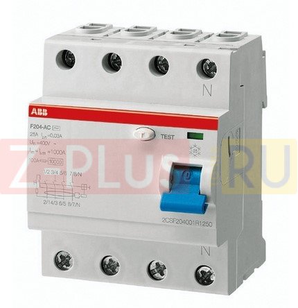 УЗО ABB FH204 4P 25A тип AC 30mA выключатель диф. тока 4 модуля 2CSF204004R1250